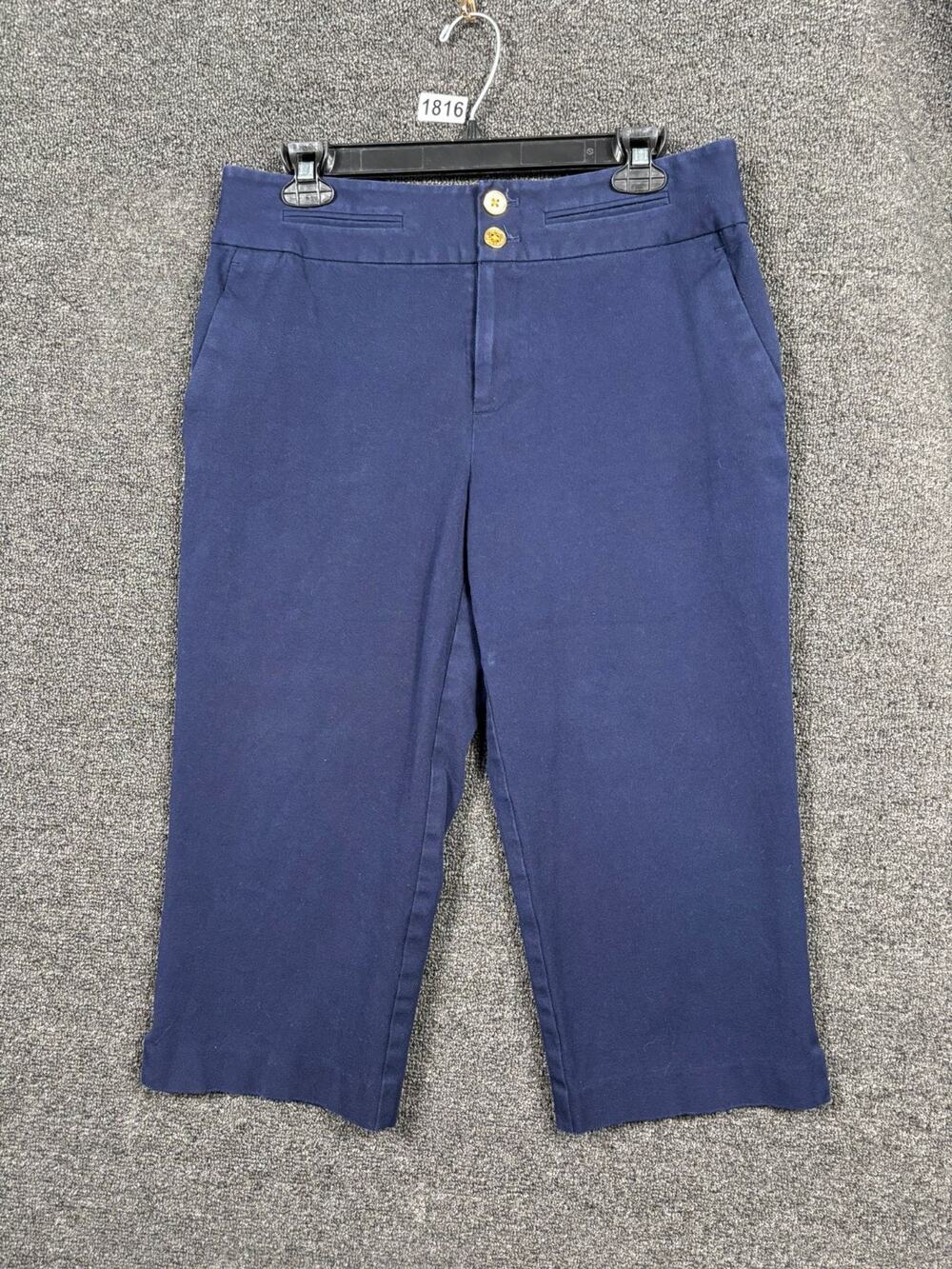 Lauren Ralph Lauren Capri Pants Women 10 Navy High Rise Crop Flat Front Straight